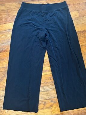 Eileen Fisher Black Pull-On drapey lined Wide Leg cropped Pants